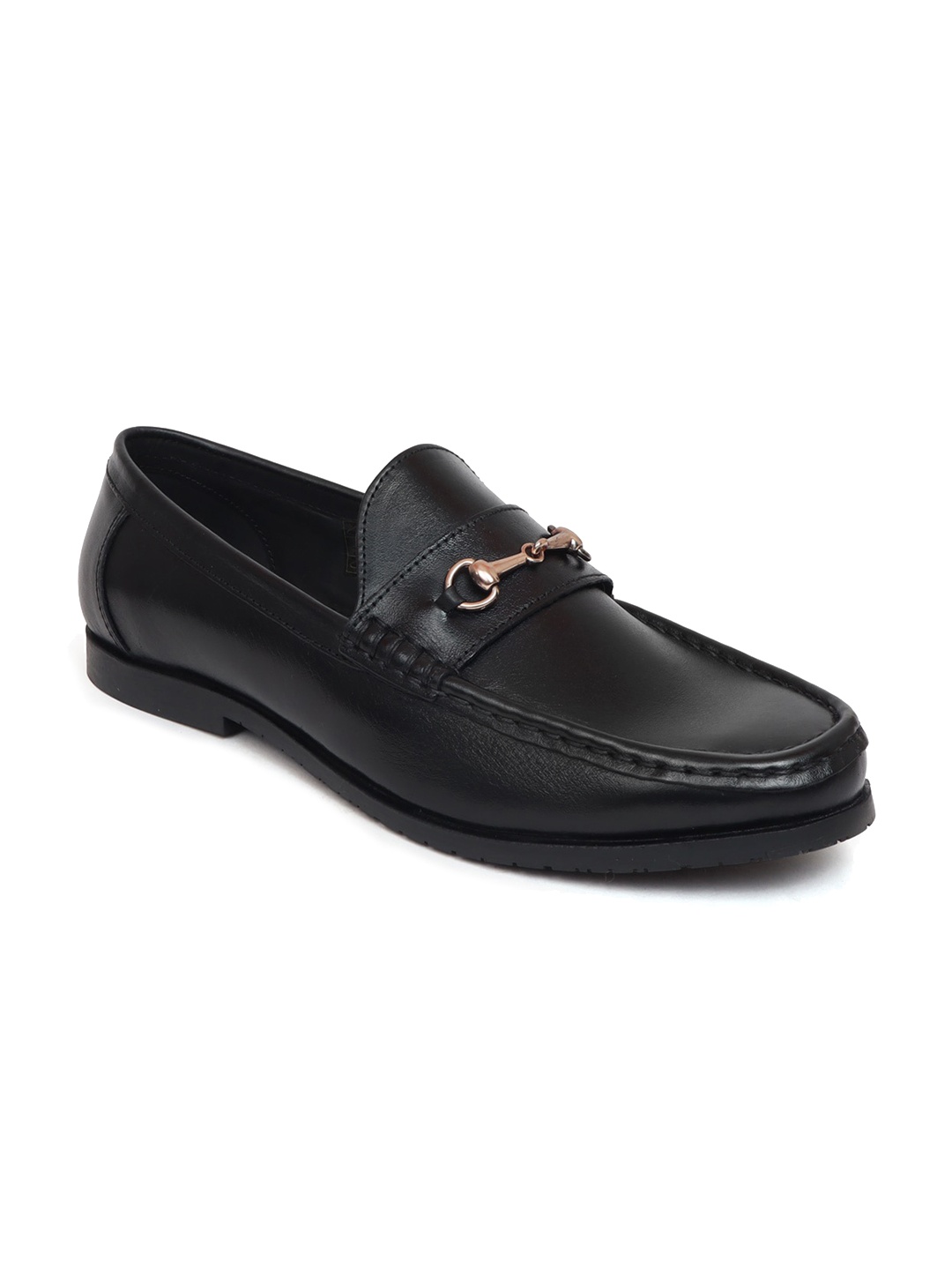 

Zoom Shoes Men Leather Formal Loafers With Buckle Detail, Black