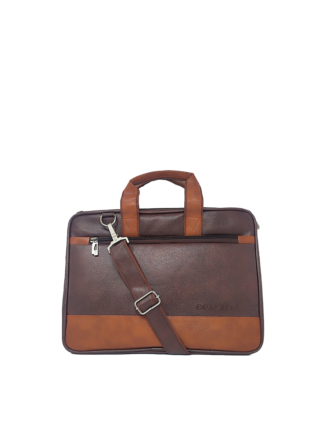 

CRAYTON Colourblocked Vegan Leather Laptop Bag, Brown