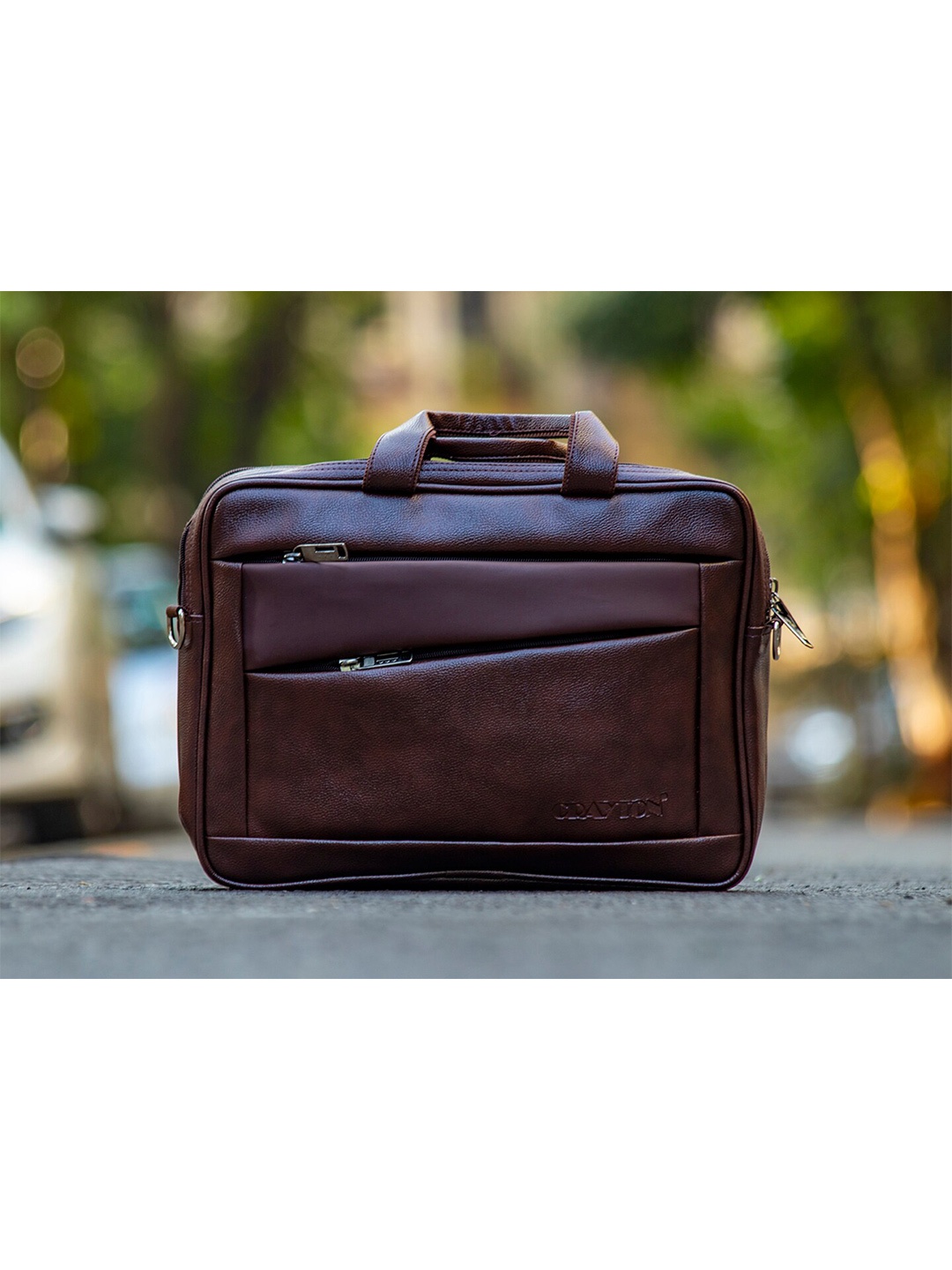 

CRAYTON Vegan Leather Laptop Bag, Brown
