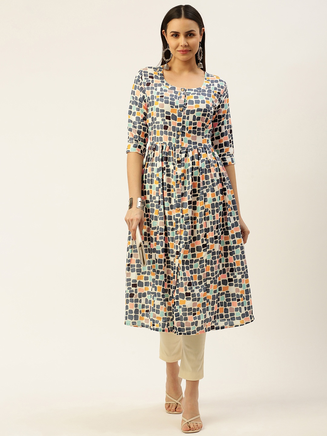 

RACHNA Women Multicoloured Geometric Printed Kurta, Multi