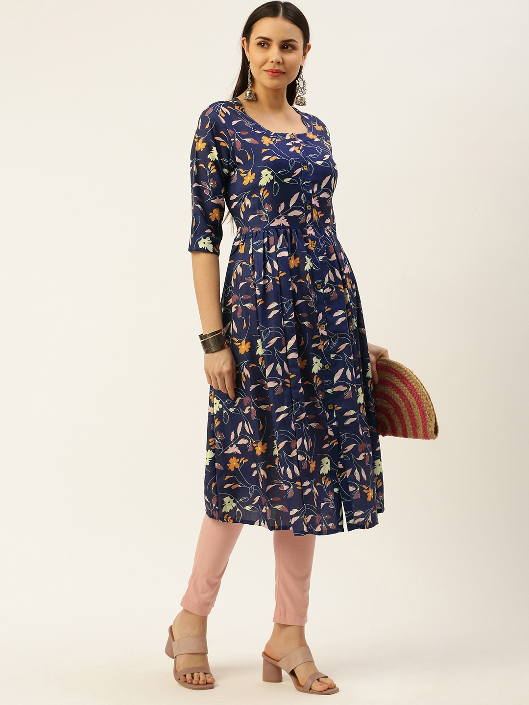 

RACHNA Women Blue Floral Printed Kurta