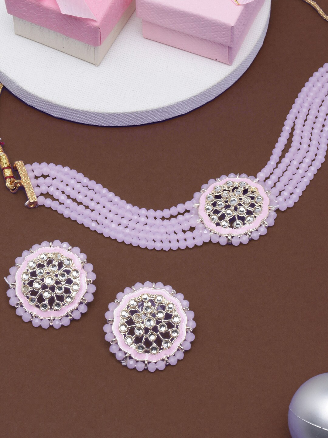 

Anouk Gold-Plated Stone-Studded & Beaded Jewellery Set