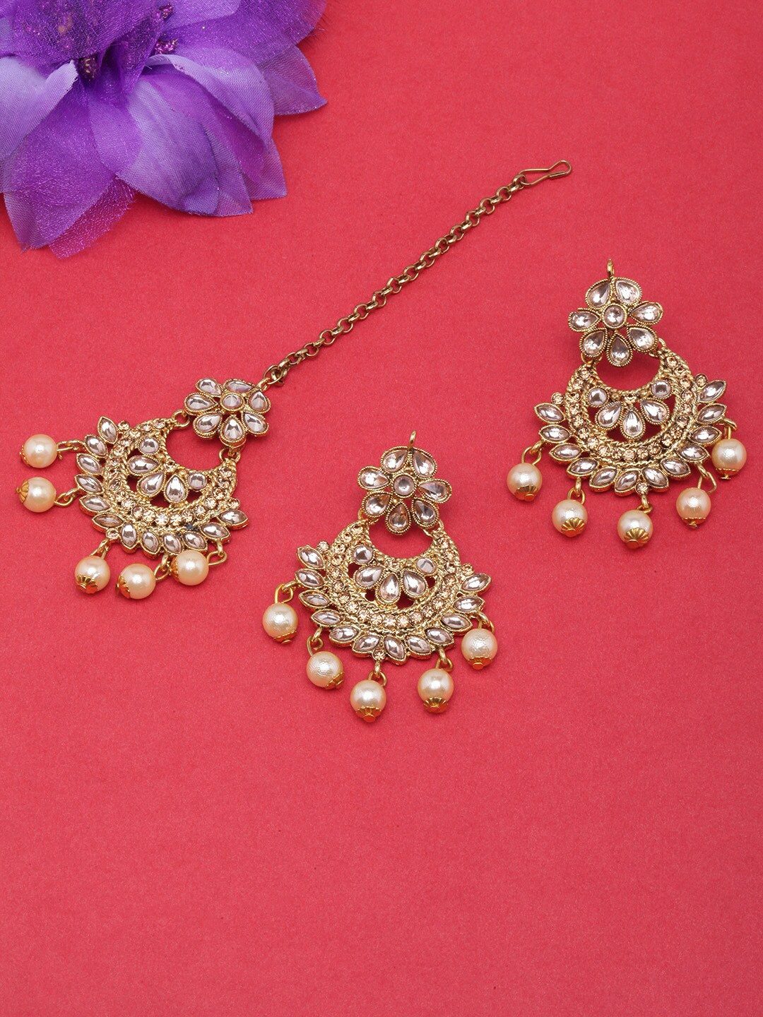 

Anouk Gold-Plated Kundan Studded Brass Jewellery Set