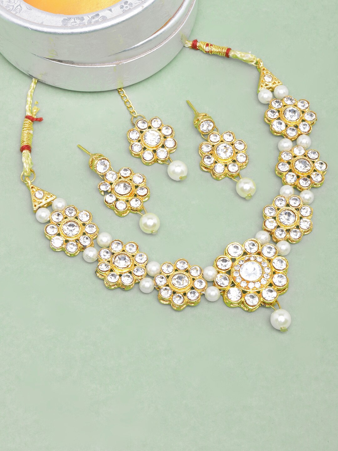 

Anouk Gold-Plated Stones Studded & Beaded Jewellery Set, White