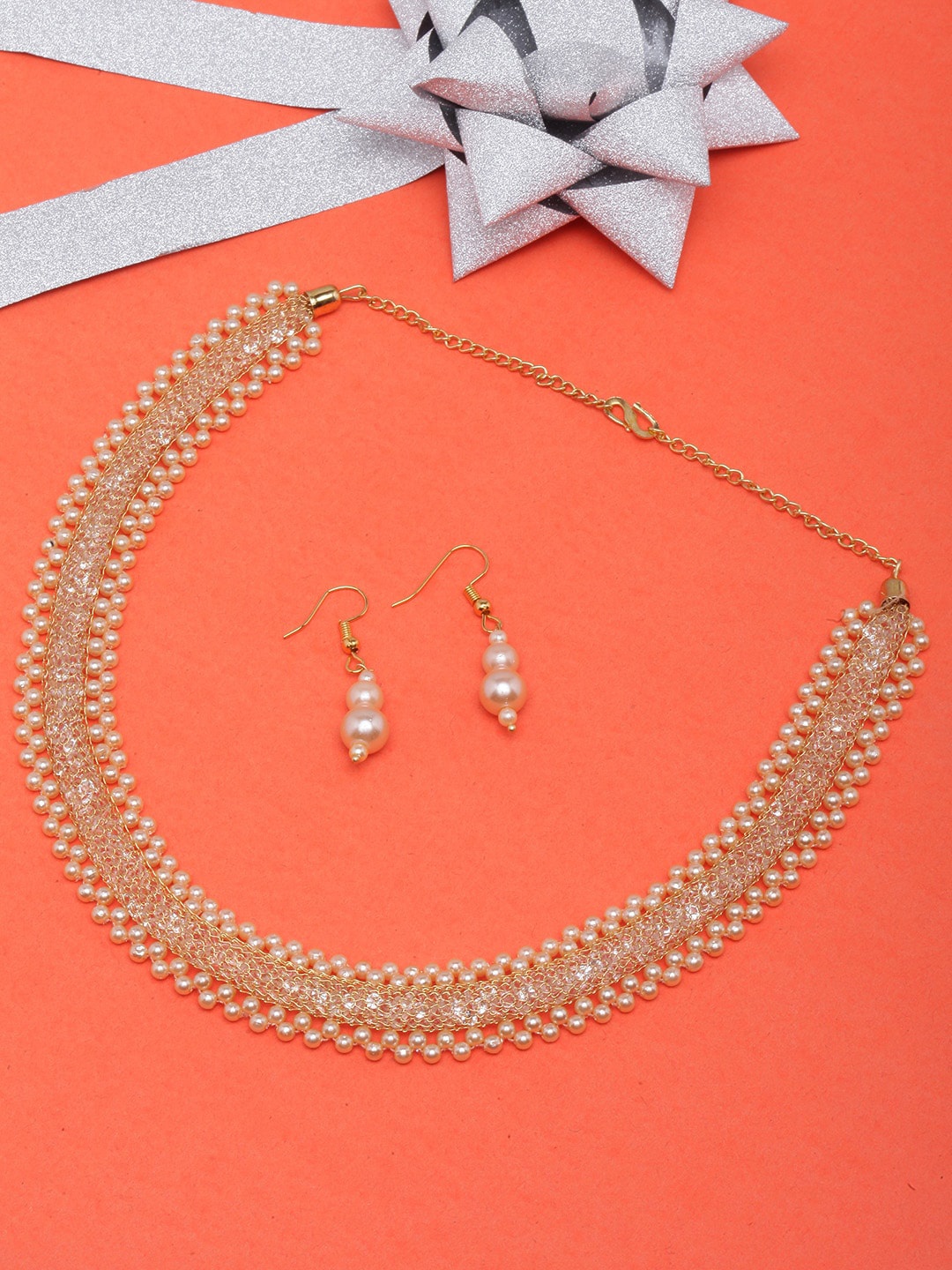 

Anouk Gold-Plated Beads & Pearls Studded Jewellery Set, White