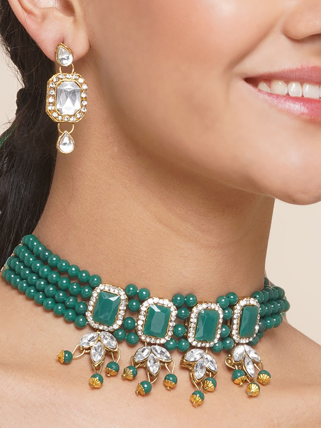 

Anouk Gold-Plated Stone-Studded Jewellery Set, Green