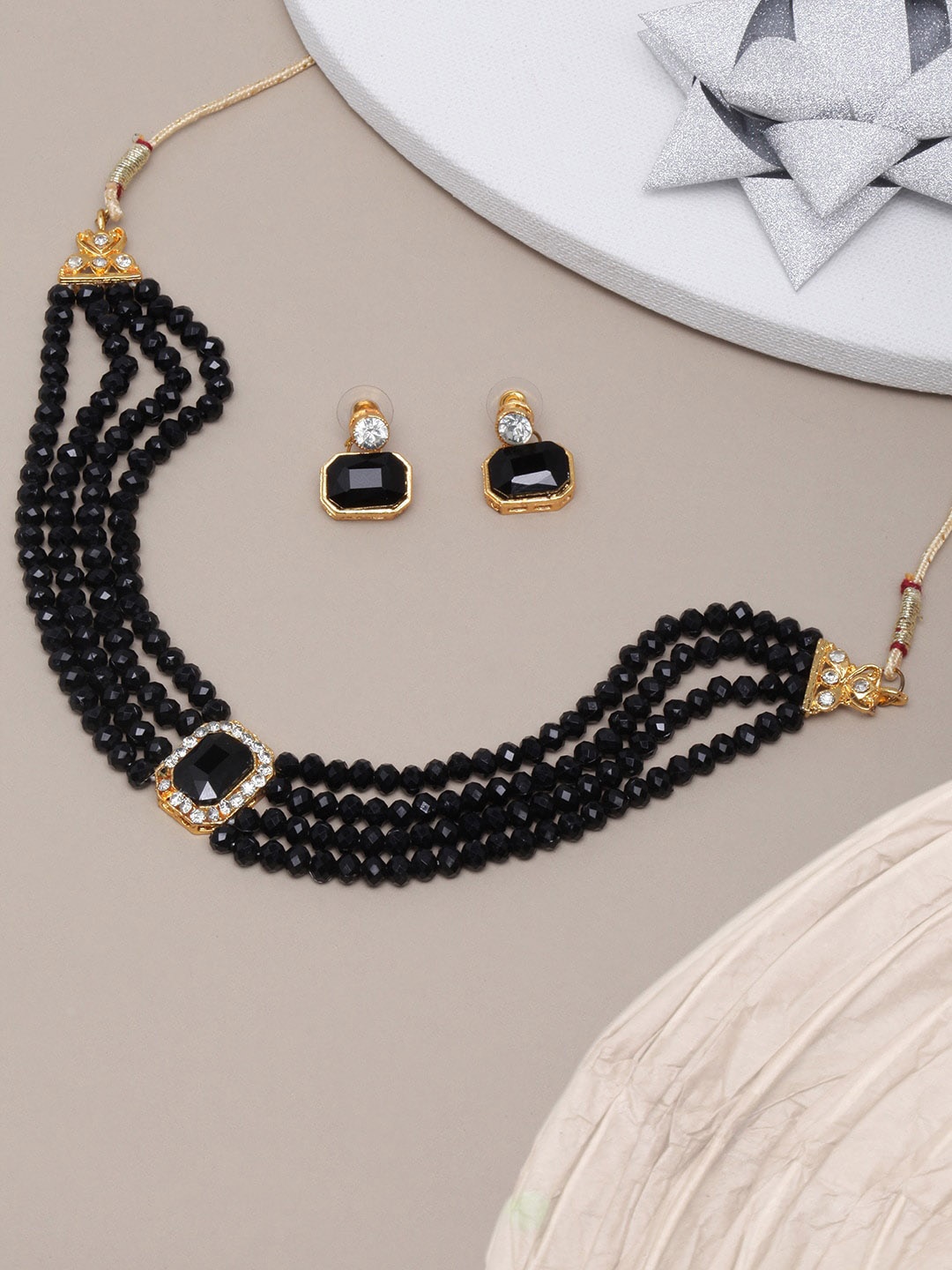 

Anouk Gold-Plated Stones Studded & Beaded Jewellery Set