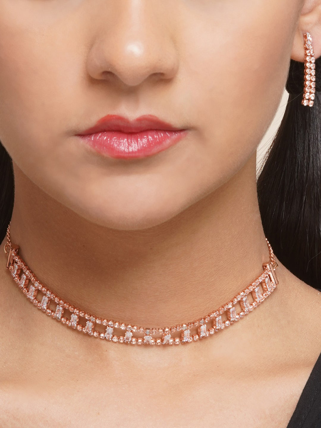 

Anouk Rose Gold-Plated CZ stone-Studded Jewellery Set