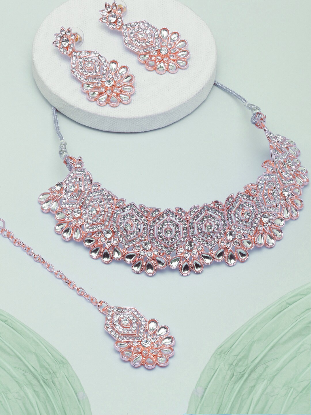 

Anouk Rose Gold-Plated Stones-Studded Jewellery Set