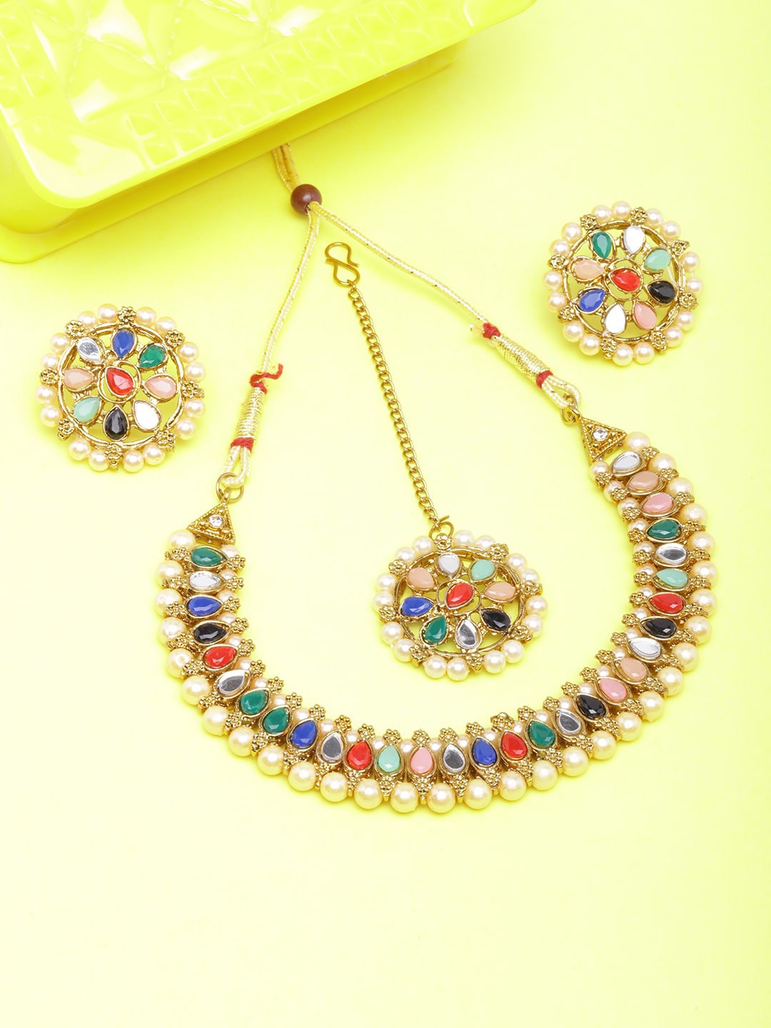 

Anouk Gold-Plated Stone & Studded Jewellery Set, Blue