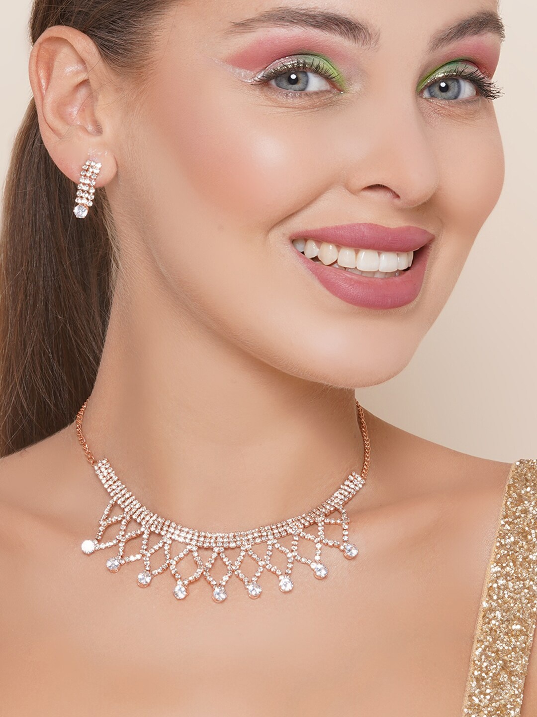 

Anouk Gold-Plated CZ-Studded Jewellery Set