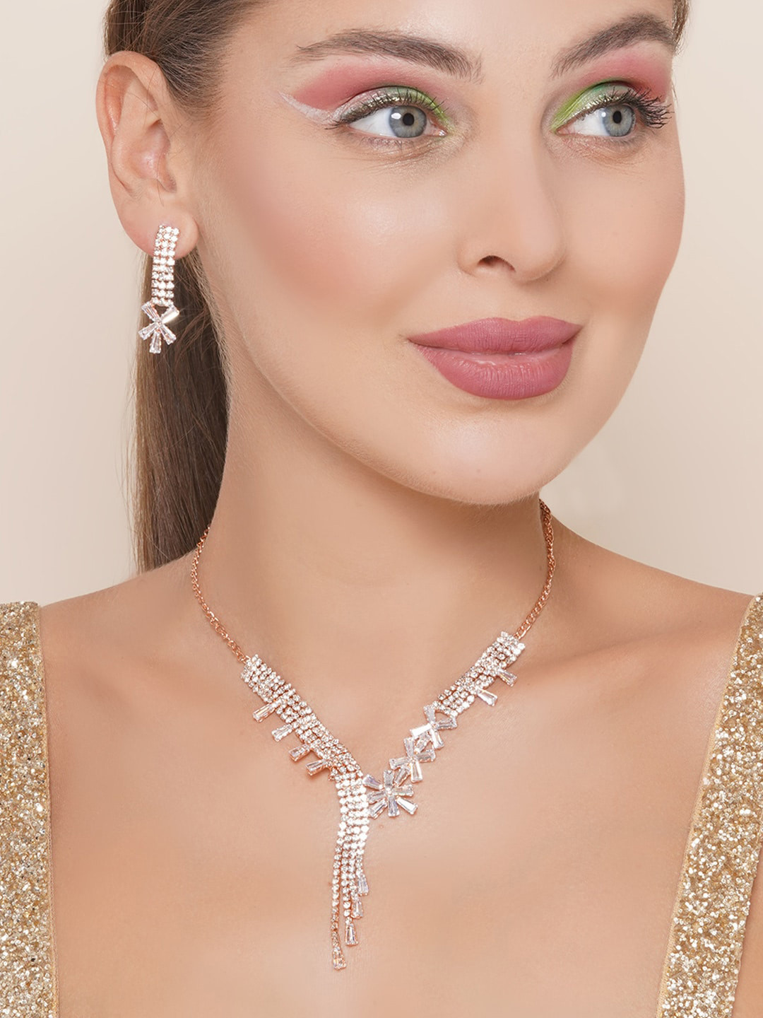 

Anouk Silver-Plated CZ Studded Jewellery Set