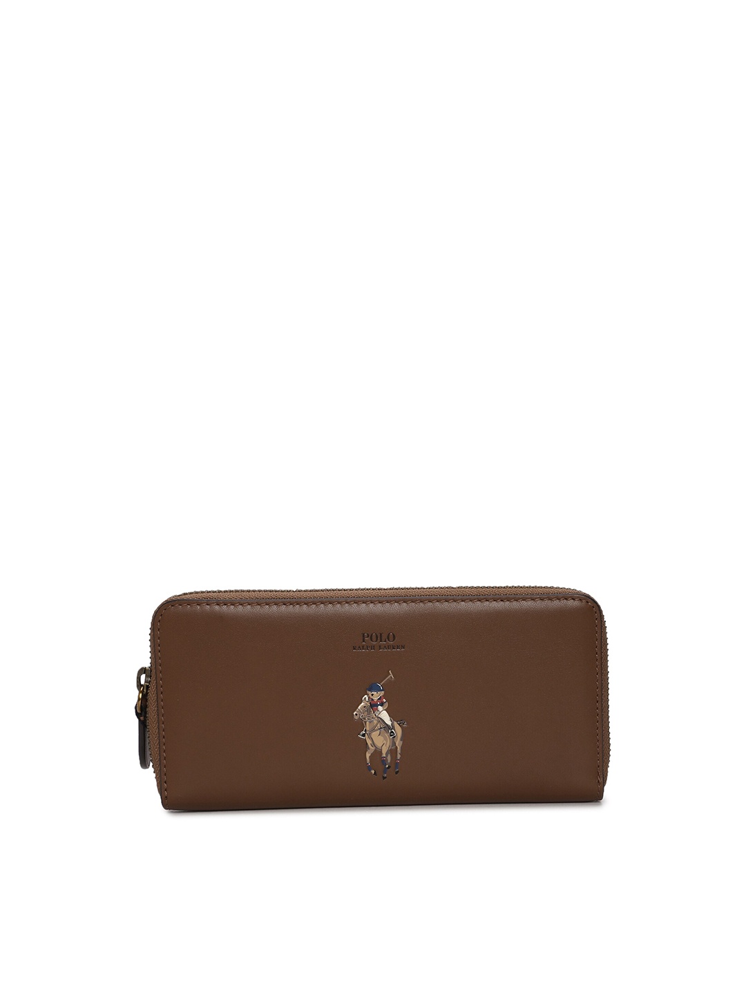 

Polo Ralph Lauren Women Brand Logo Leather Slim Zip Around Wallet, Brown