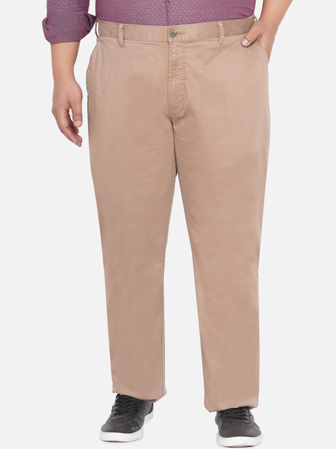 

Santonio Men Plus Size Comfort Wrinkle Free Pure Cotton Chinos Regular Trousers, Brown