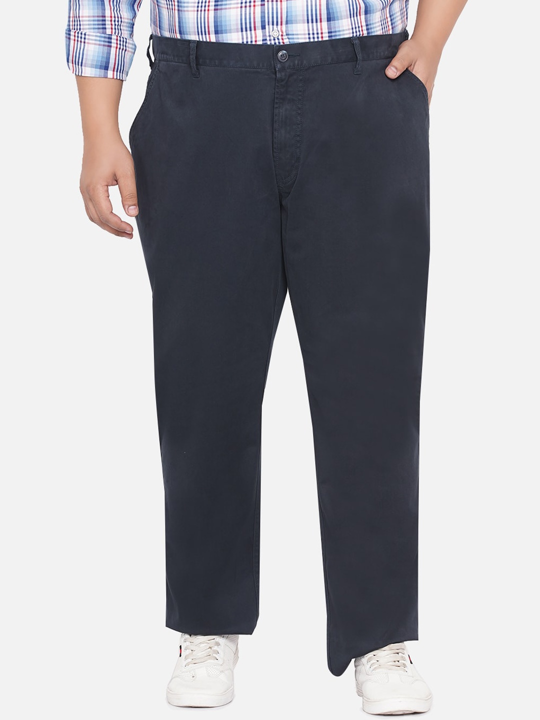 

Santonio Men Plus Size Comfort Wrinkle Free Pure Cotton Chinos Regular Fit Trousers, Black