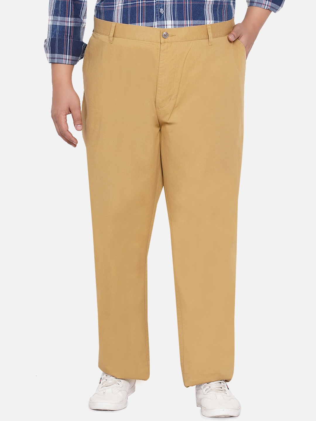 

Santonio Men Plus Size Comfort Wrinkle Free Pure Cotton Regular Trousers, Tan