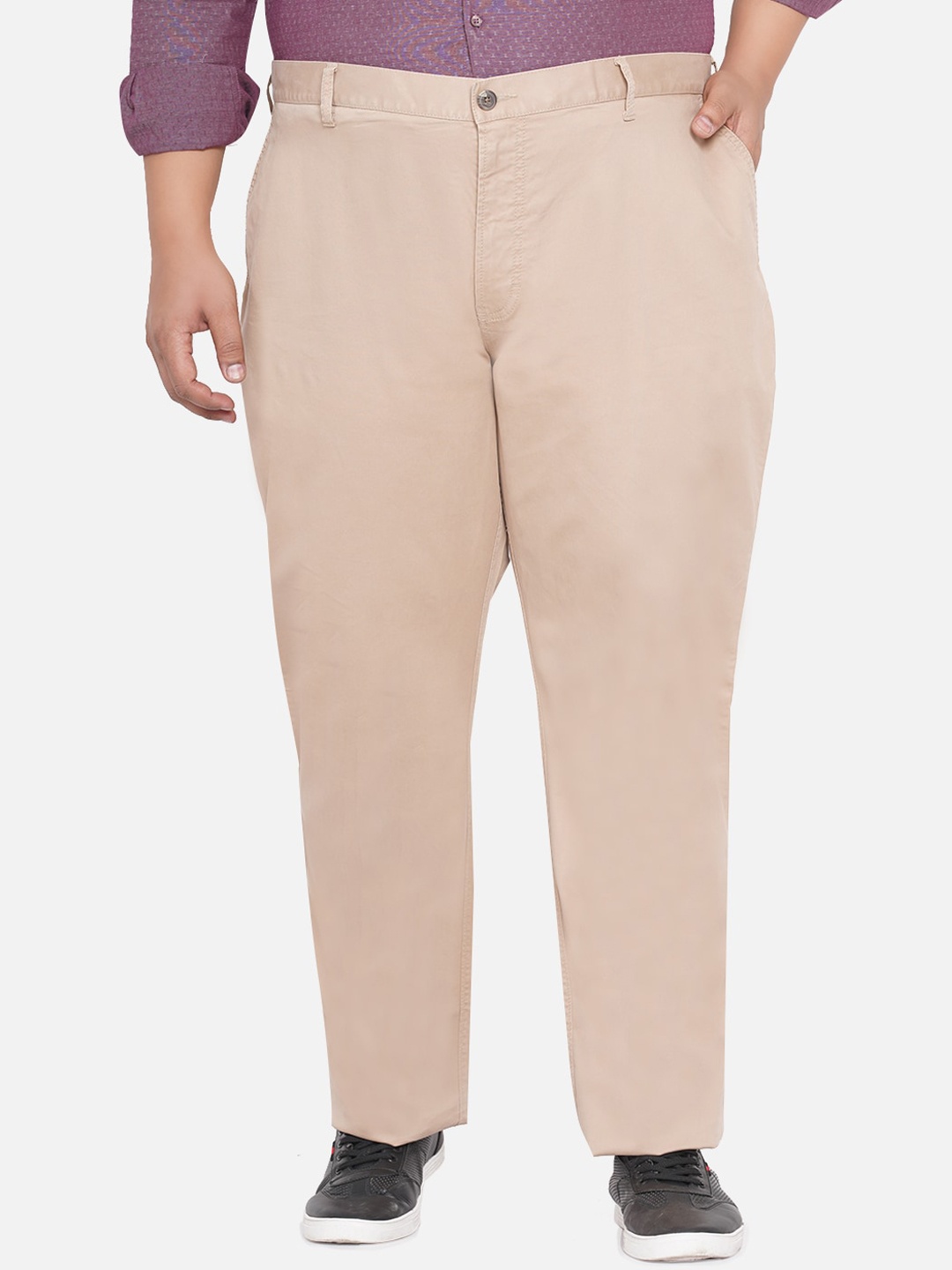 

Santonio Men Plus Size Pure Cotton Comfort Wrinkle Free Chinos Trousers, Beige