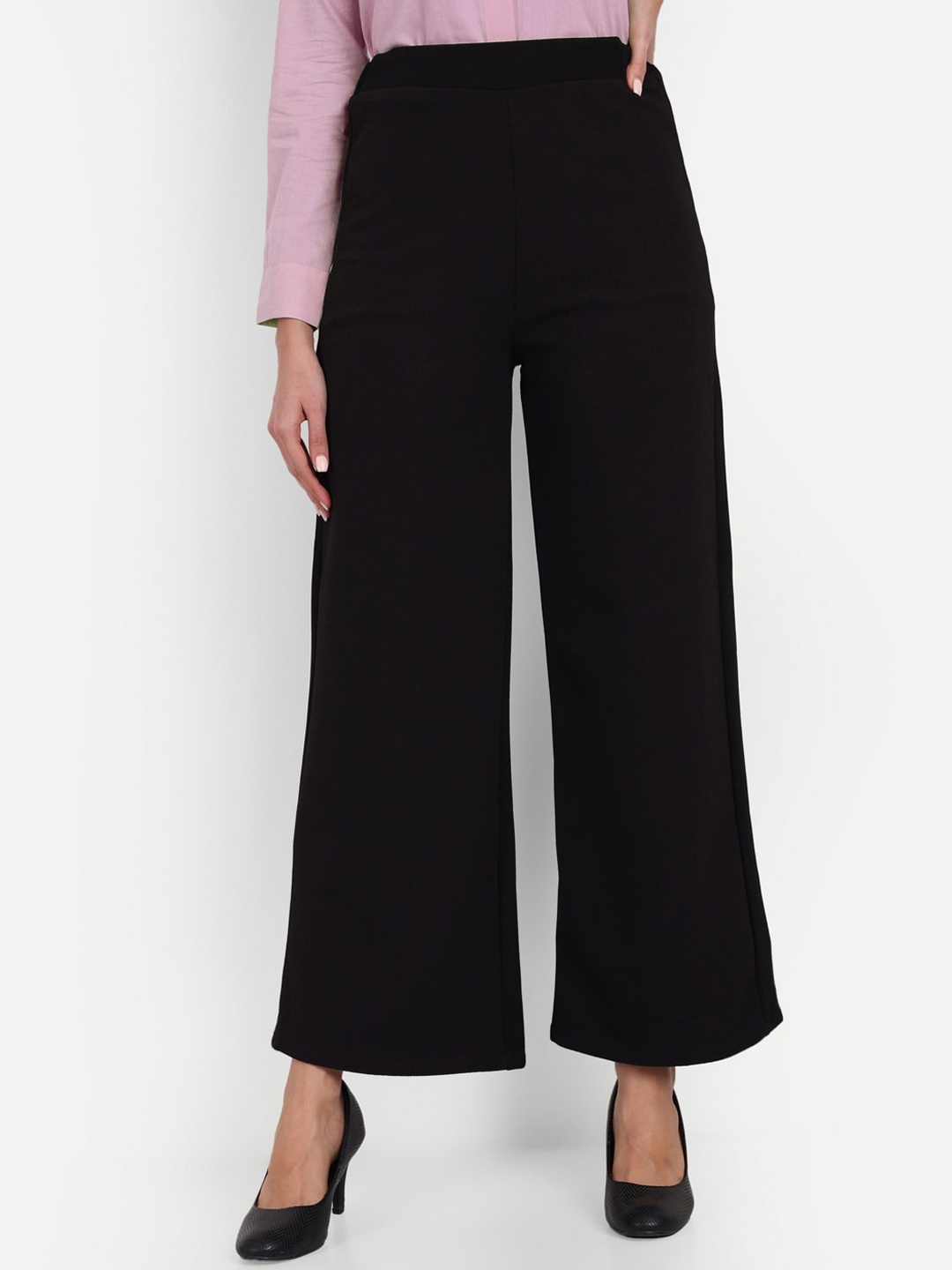 

BROADSTAR Women Smart Loose Fit High-Rise Easy Wash Trouser, Black
