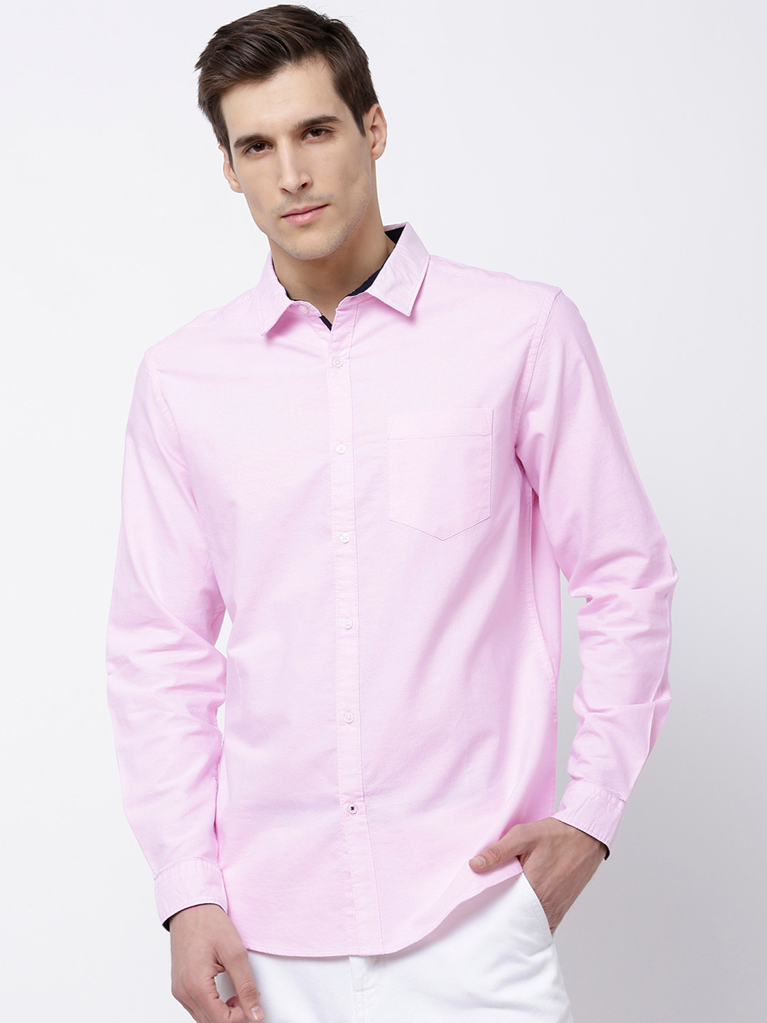 

Black coffee Men Pink Slim Fit Solid Semiformal Shirt