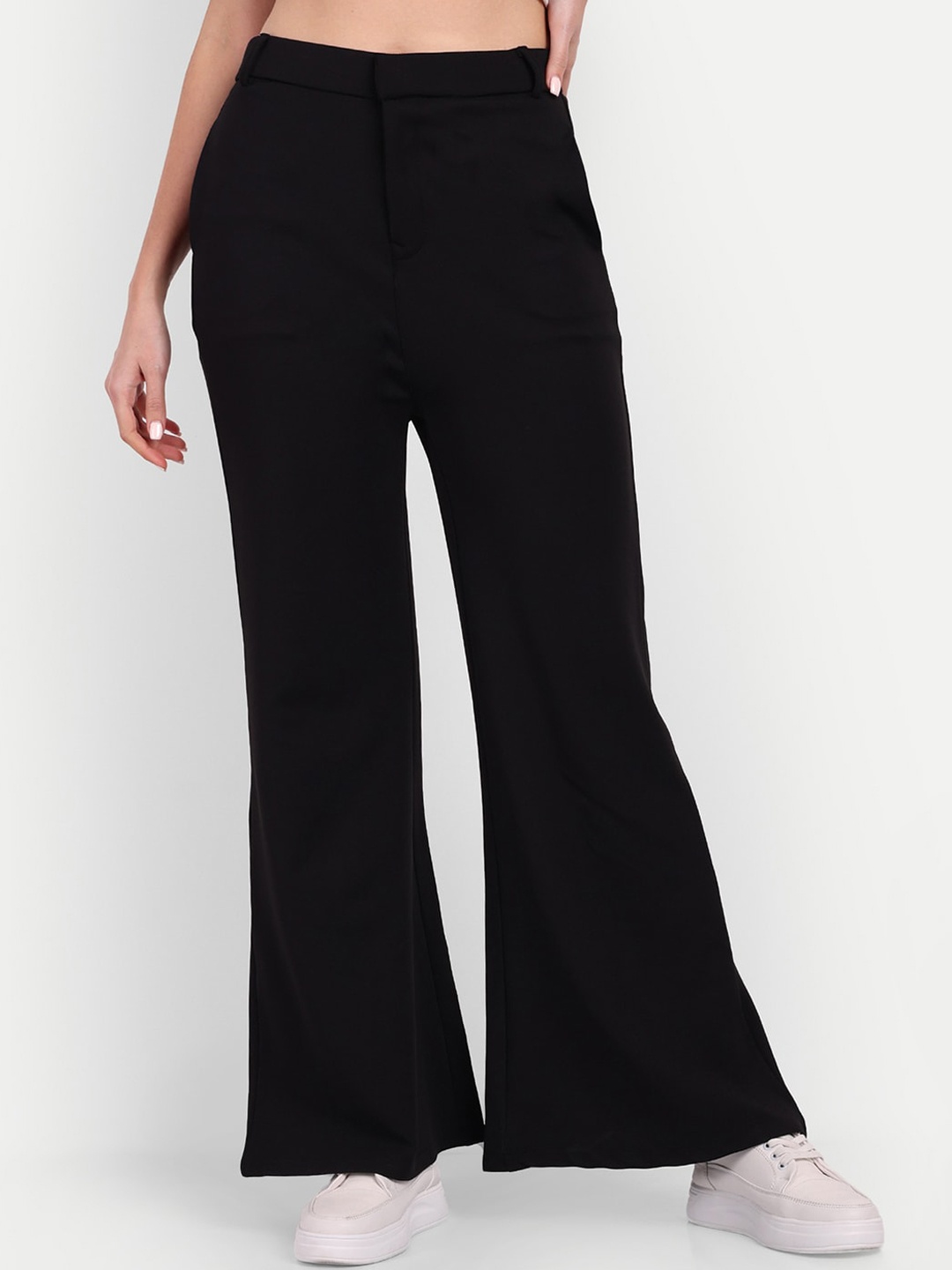 

Next One Women Smart Flared High-Rise Easy Wash Bootcut Trousers, Black