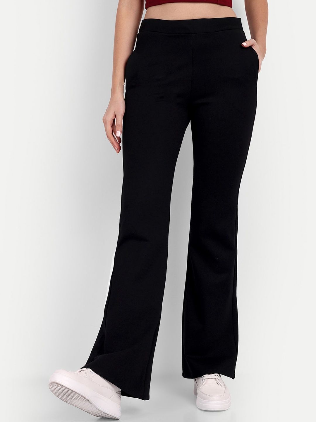 

Next One Women Smart Flared High-Rise Easy Wash Bootcut Trousers, Black