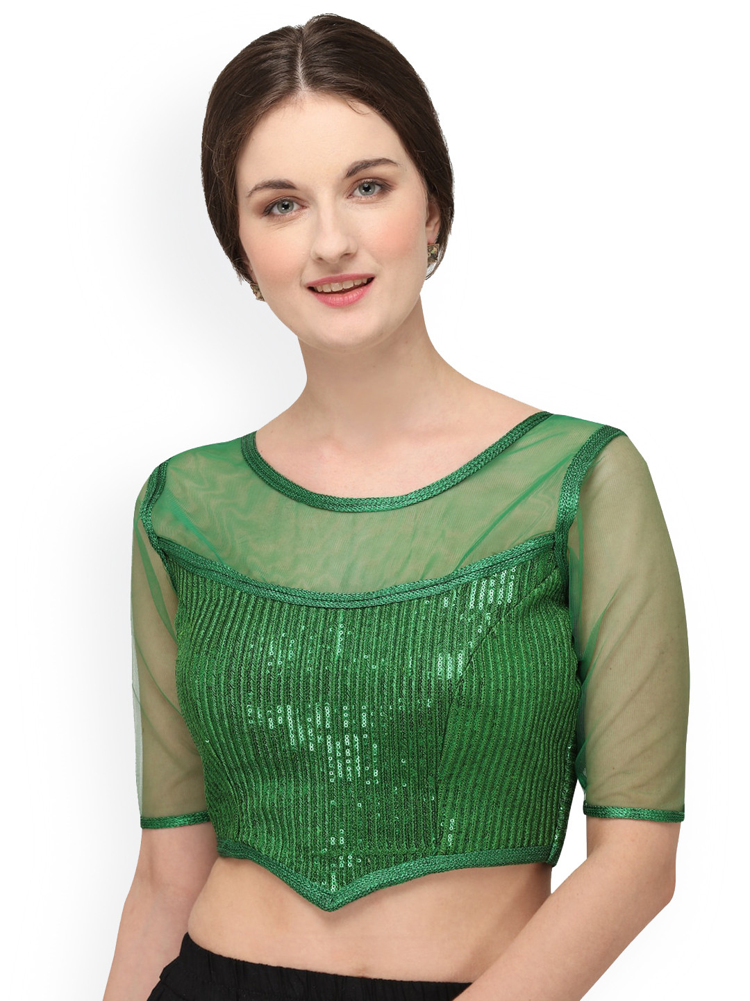 

Fab Dadu Embellished Georgette Saree Blouse, Green