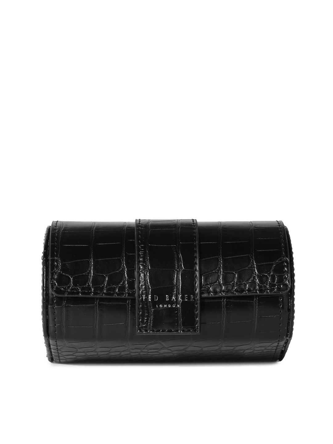 

Ted Baker Women Croc- Skin Textured Watch Roll Case, Black