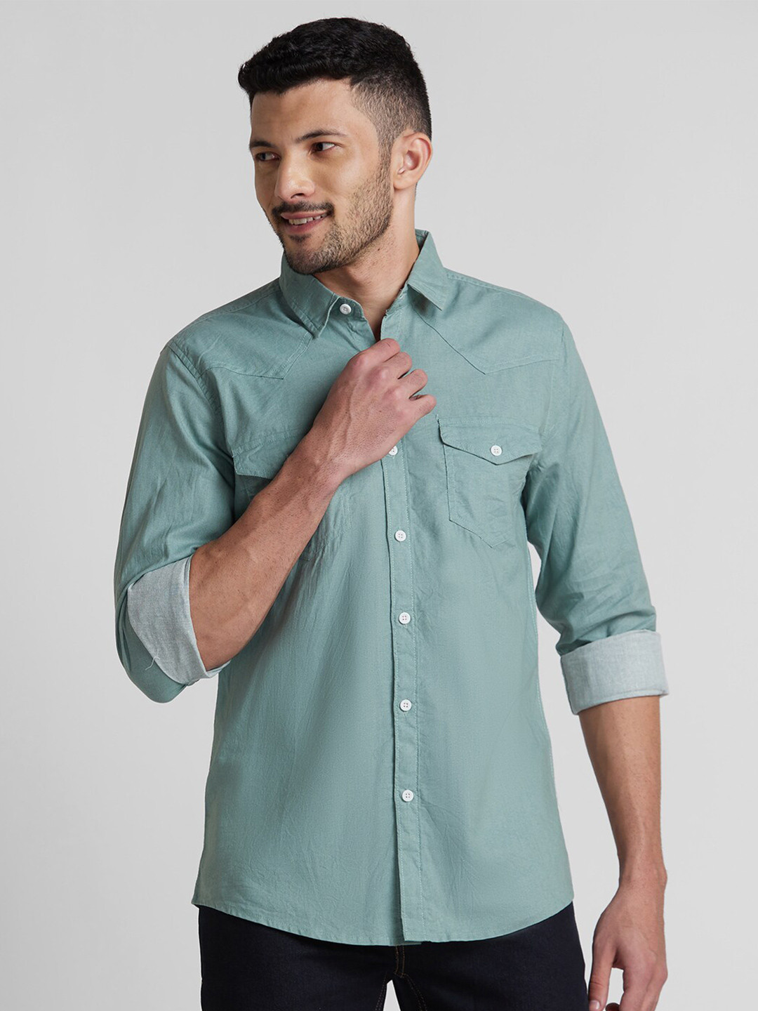 

Nick&Jess Men Standard Casual Pure Cotton Shirt, Green