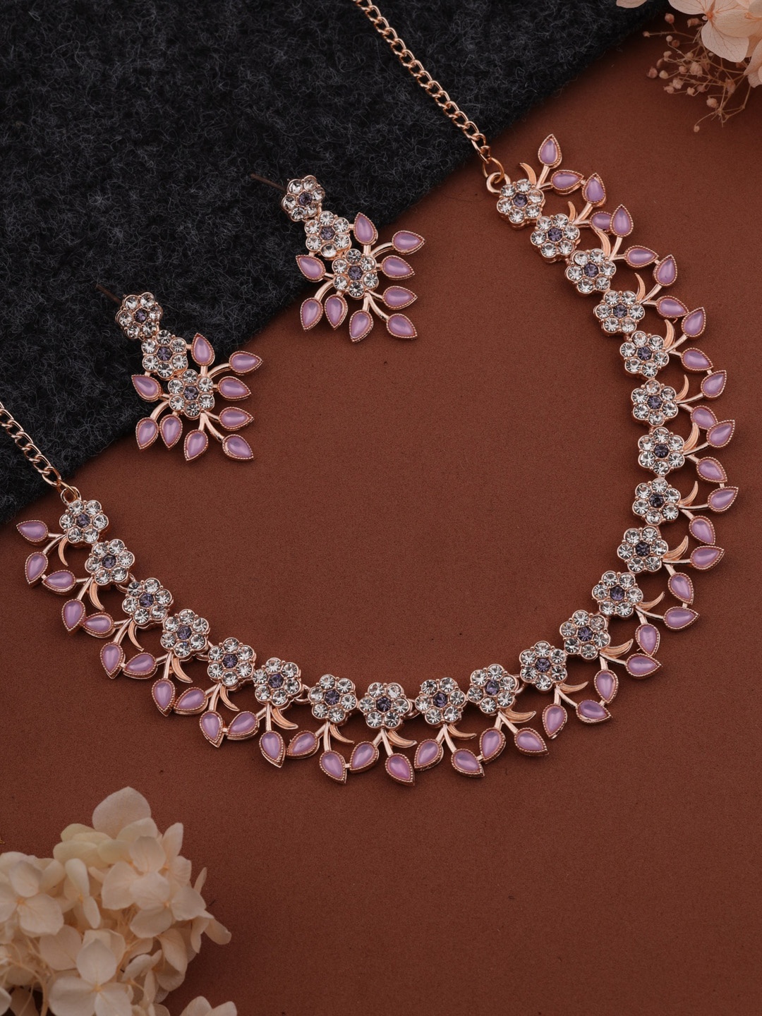 

Brado Jewellery Rose Gold-Plated AD-Studded Jewellery Set