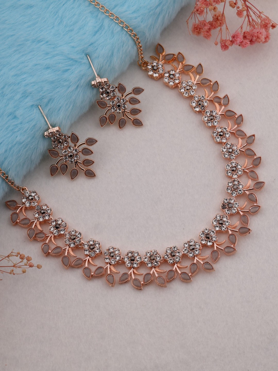 

Brado Jewellery Rose Gold-Plated AD-Studded Jewellery Set