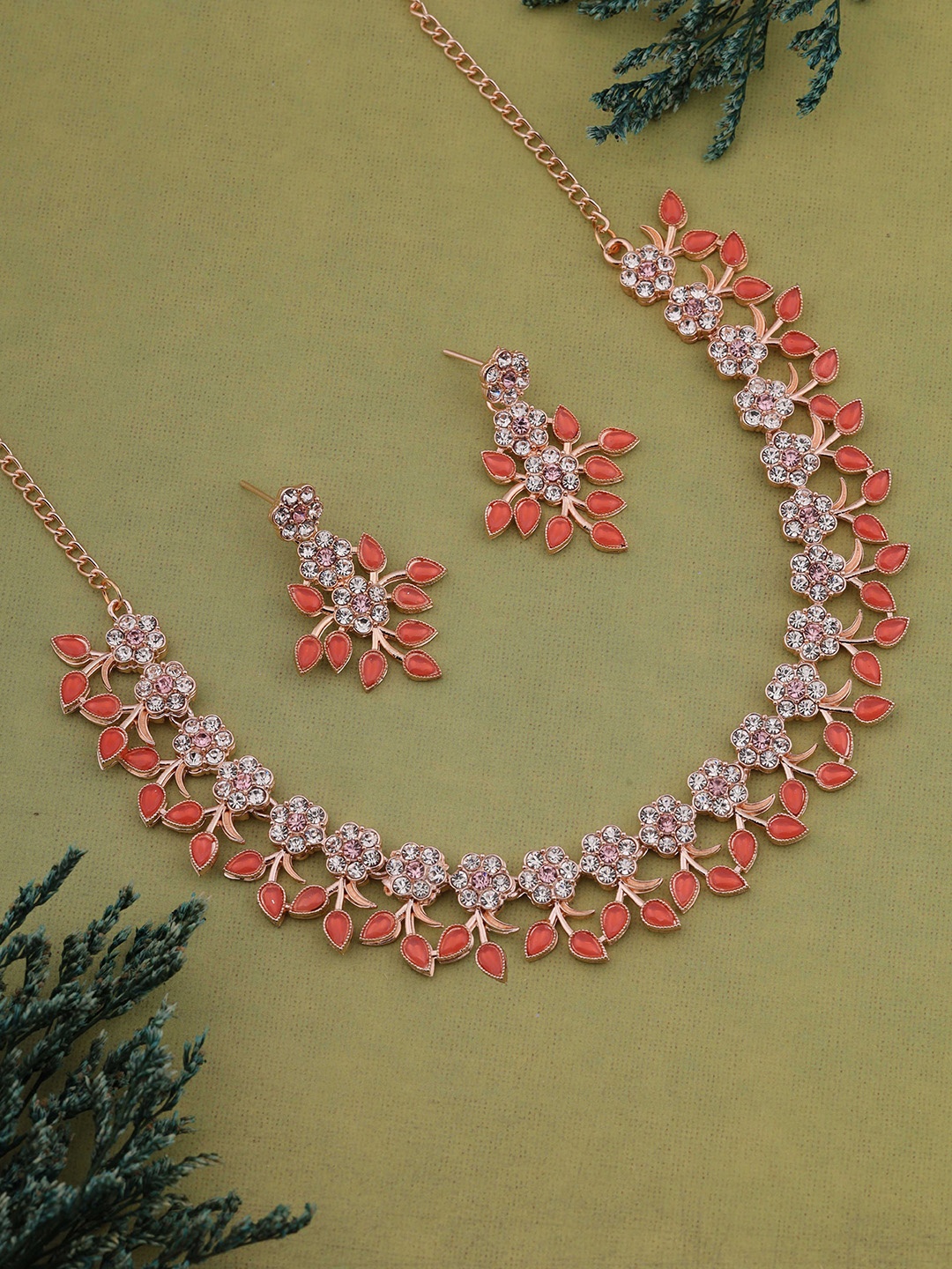 

Brado Jewellery Rose Gold-Plated AD-Studded Jewellery Set