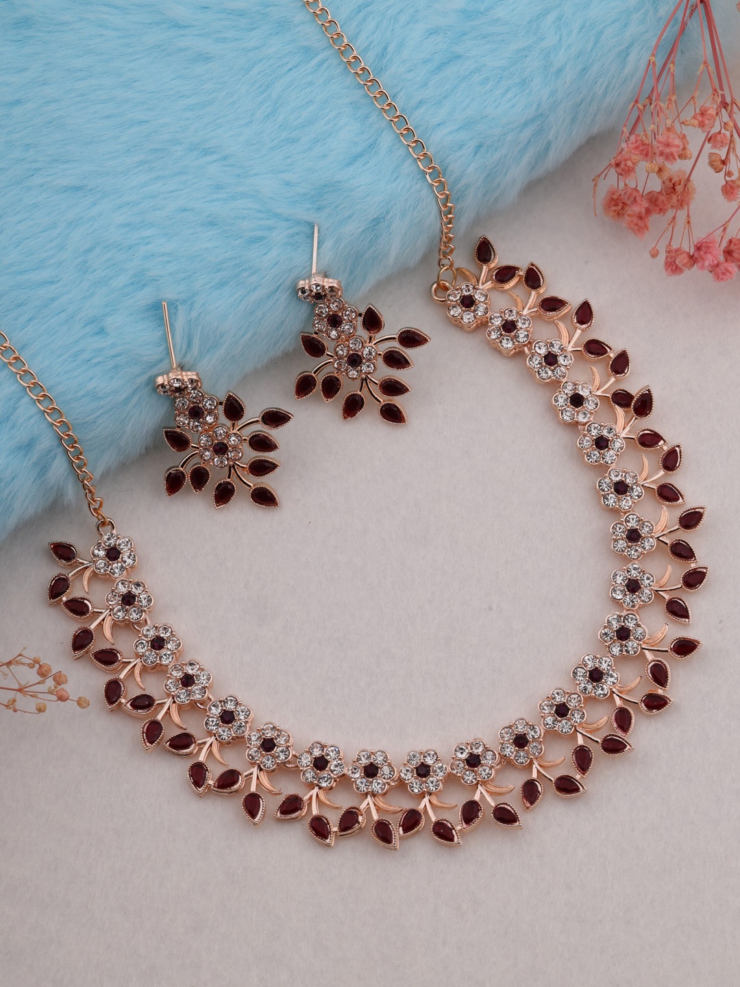 

Brado Jewellery Rose Gold-Plated AD-Studded Jewellery Set