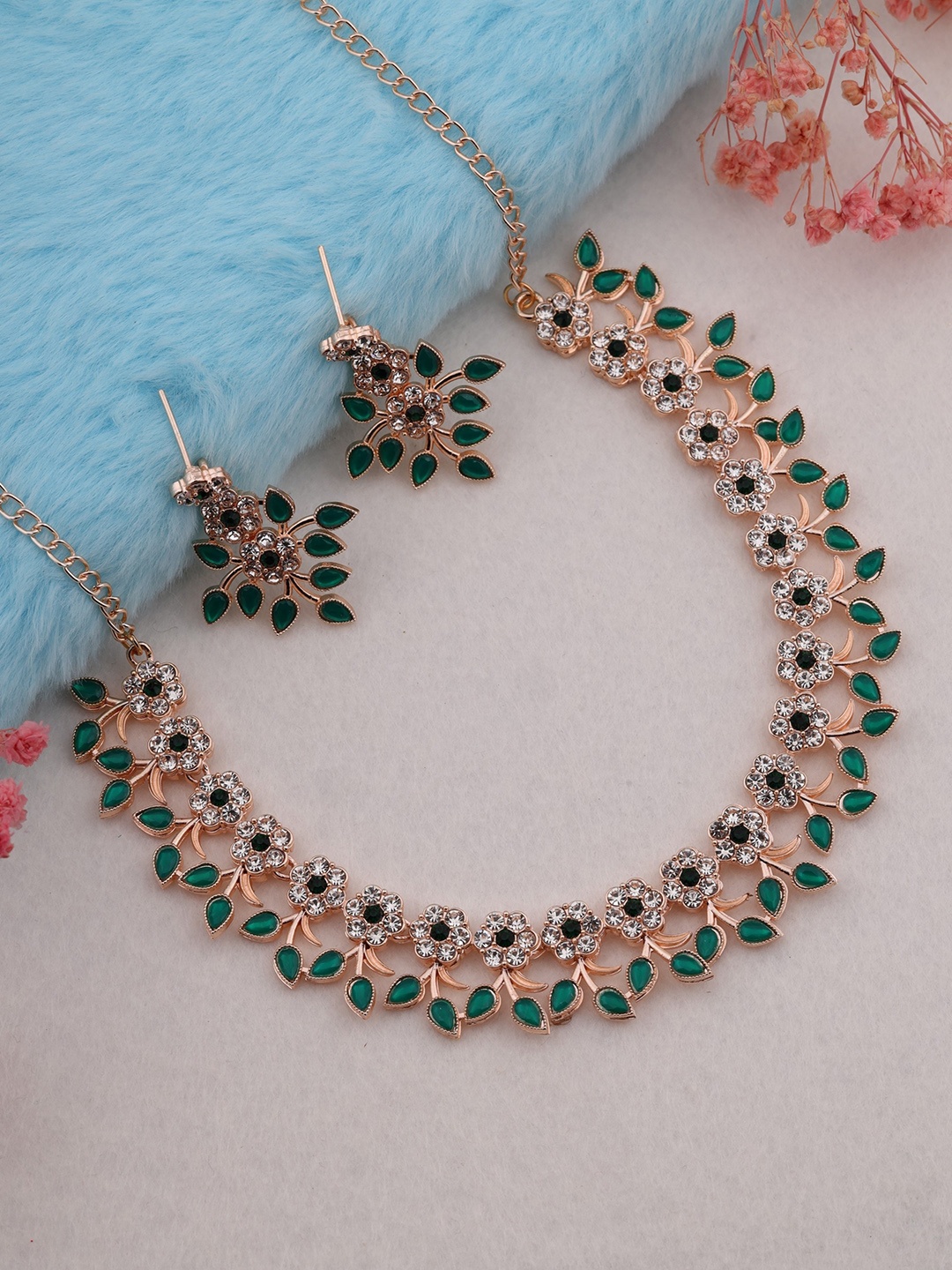 

Brado Jewellery Rose Gold-Plated AD-Studded Jewellery Set