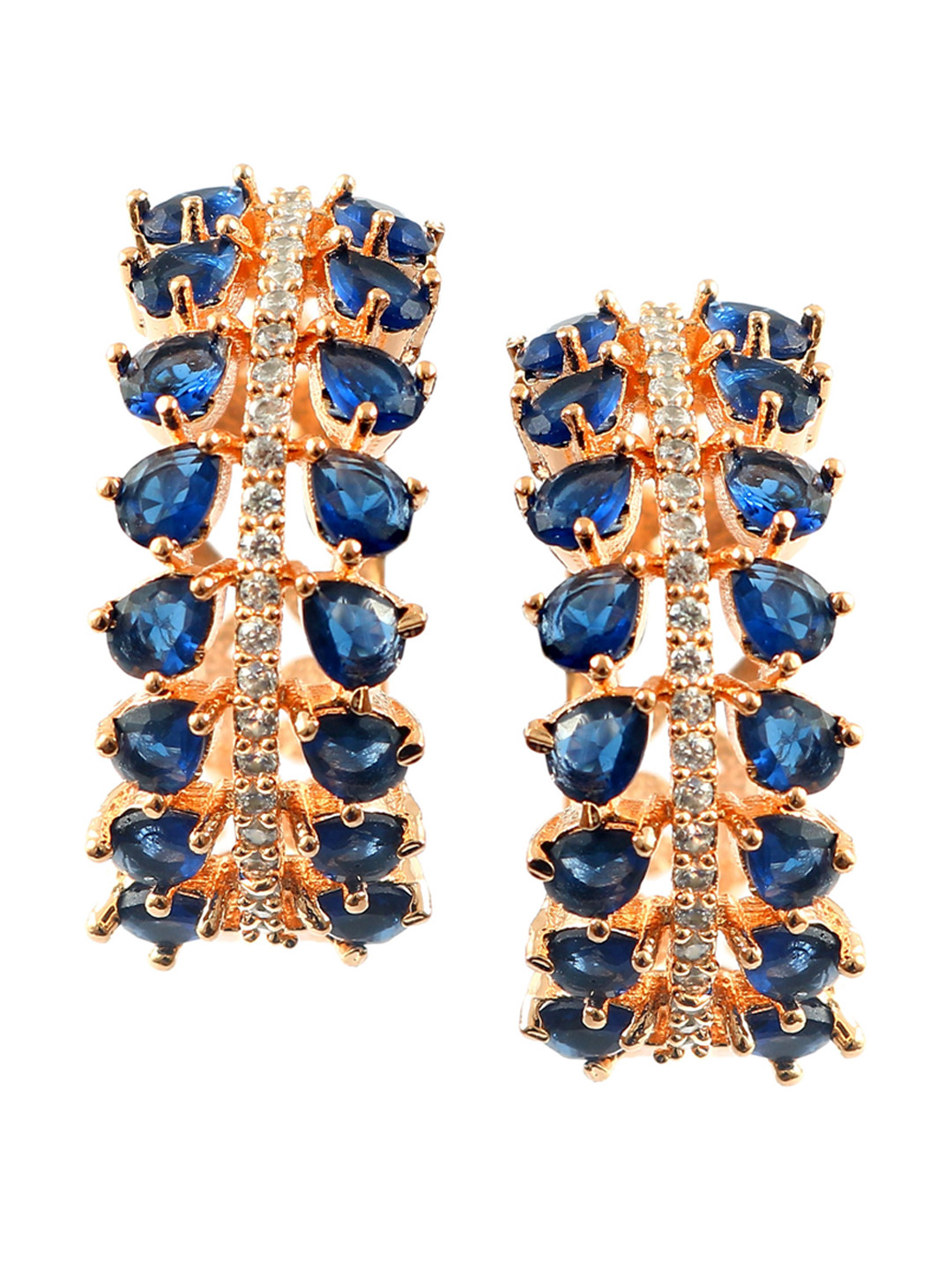 

Jewar Mandi Gold-Plated Contemporary Hoop Earrings, Navy blue