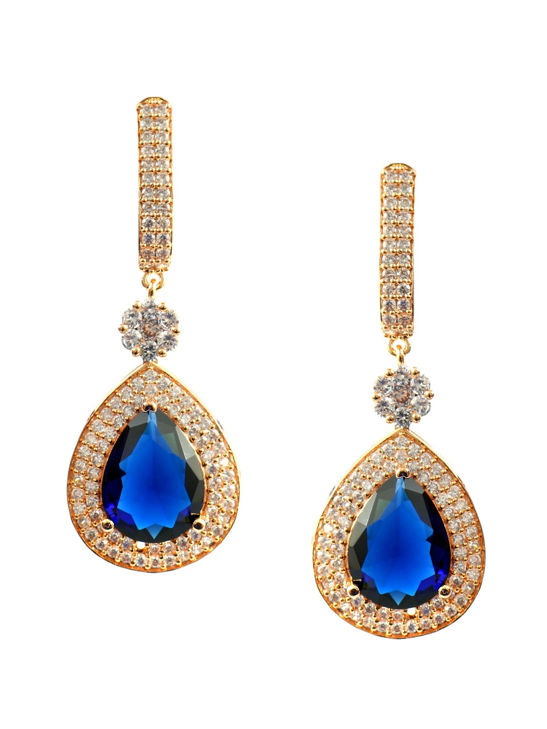 

Jewar Mandi Rose Gold-Plated Contemporary Drop Earrings, Blue