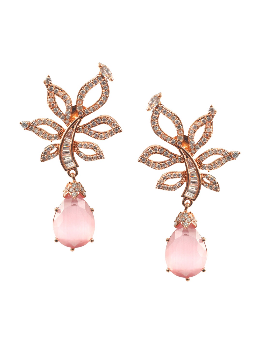 

Jewar Mandi Rose Gold-Plated Contemporary Drop Earrings