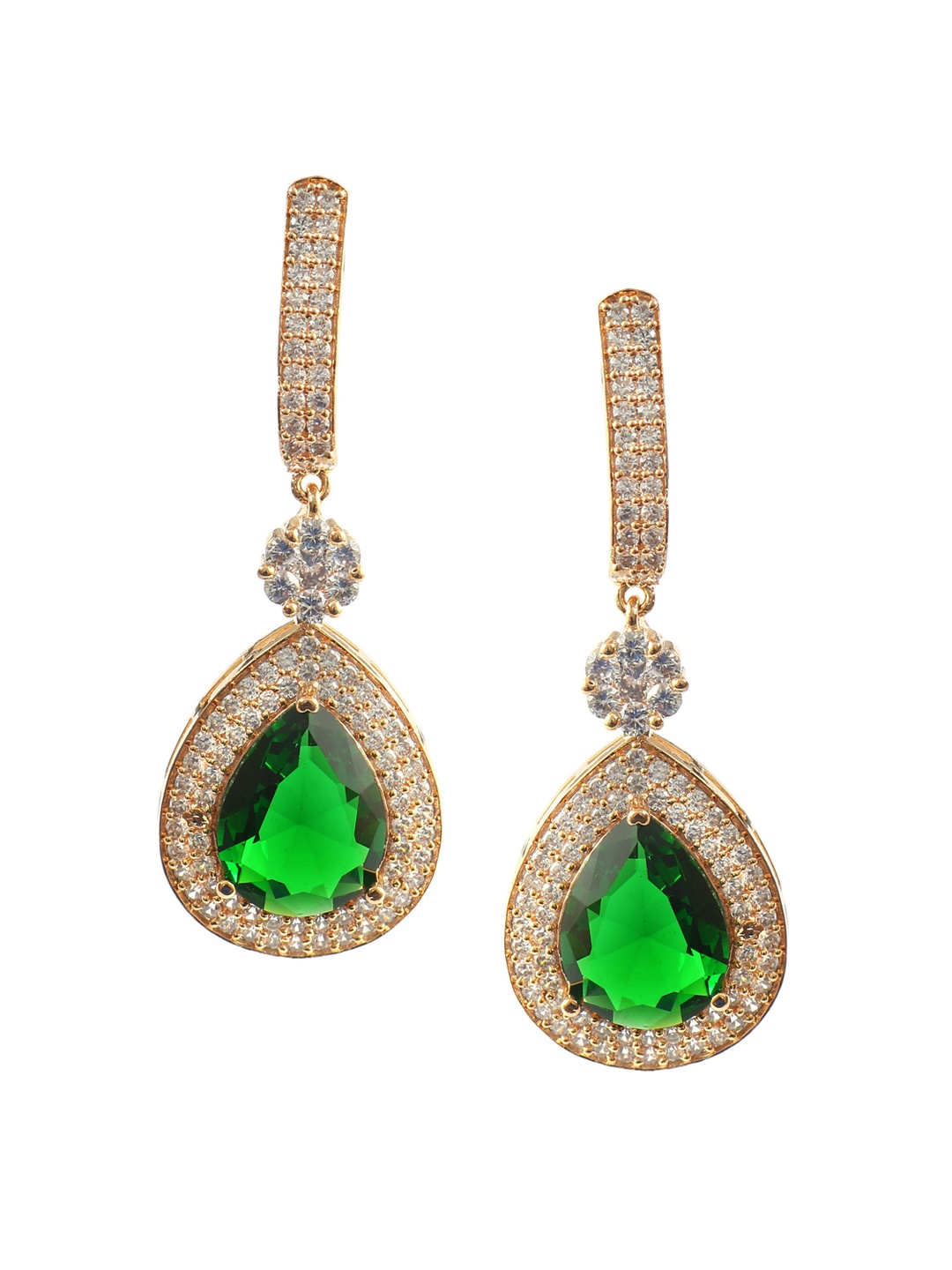 

Jewar Mandi Rose Gold-Plated Contemporary Drop Earrings, Green