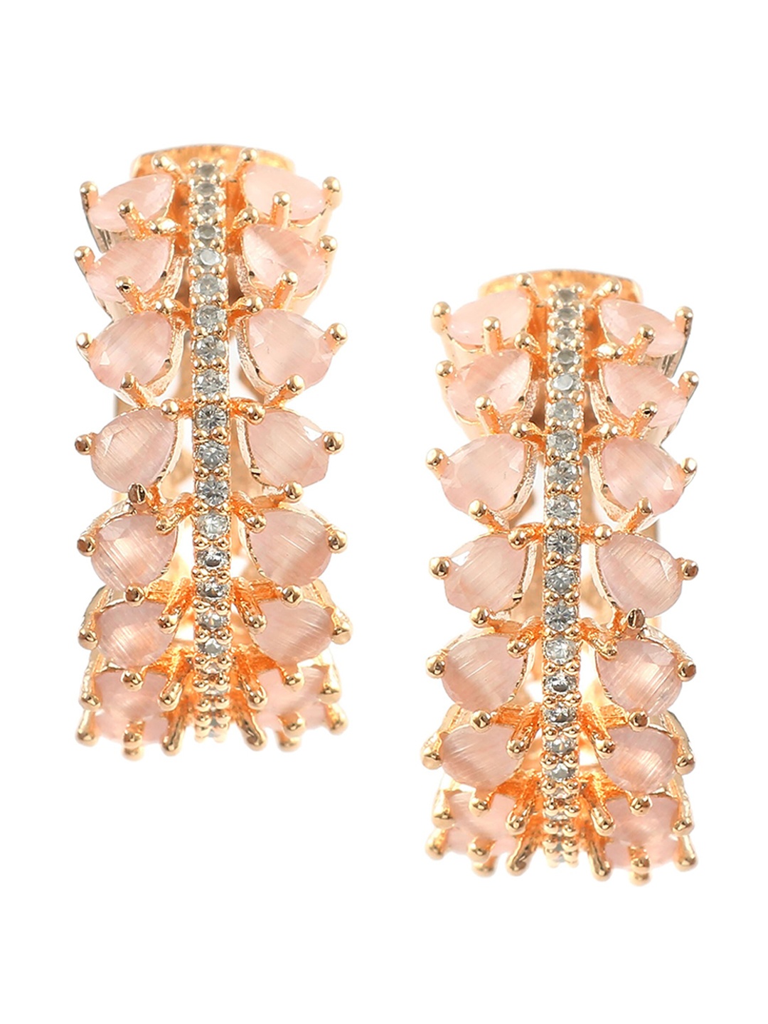 

Jewar Mandi Rose Gold-Plated Contemporary Hoop Earrings, Pink