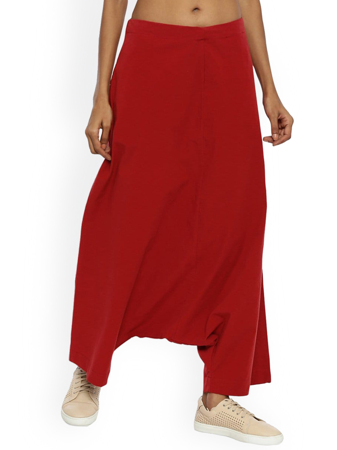 

GRASS by Gitika Goyal Women Cotton Relaxed Loose Fit Trousers, Maroon