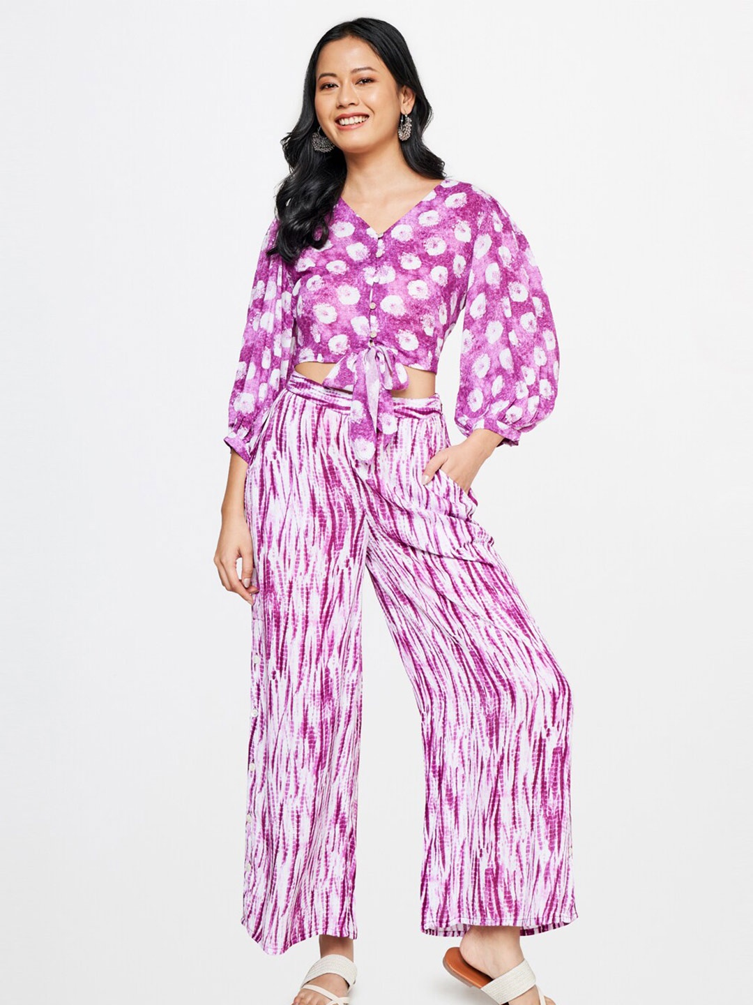 

Global Desi Women Printed Top with Trousers, Lavender