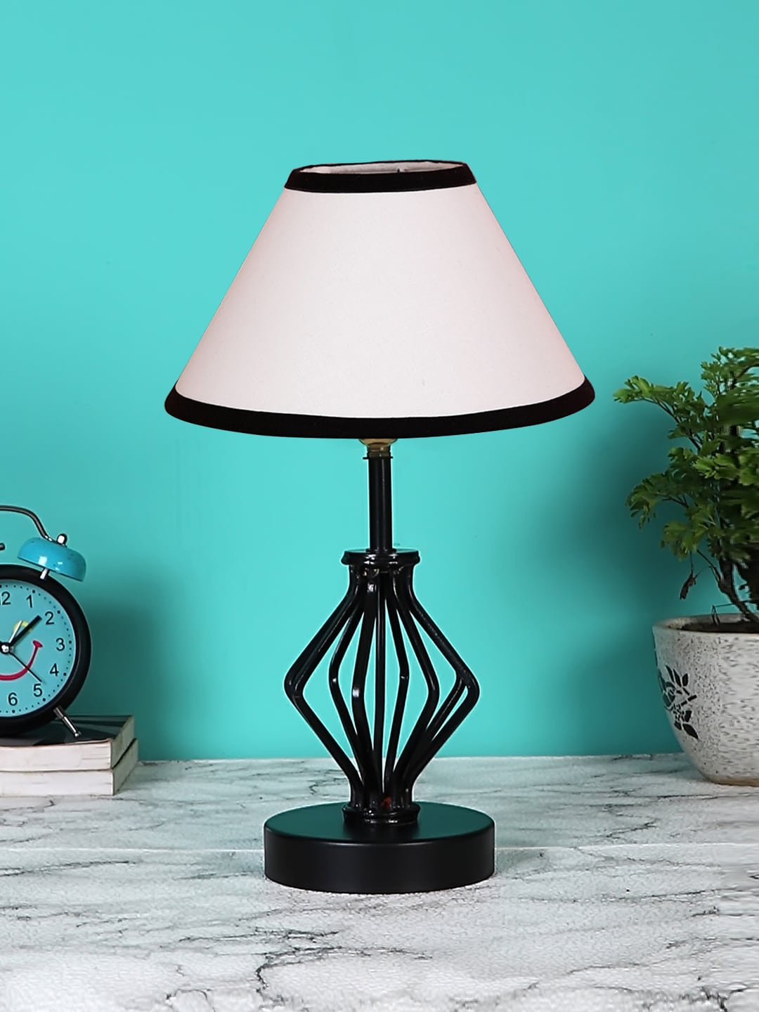 

Devansh White & Black Cotton Table lamp With Iron Base