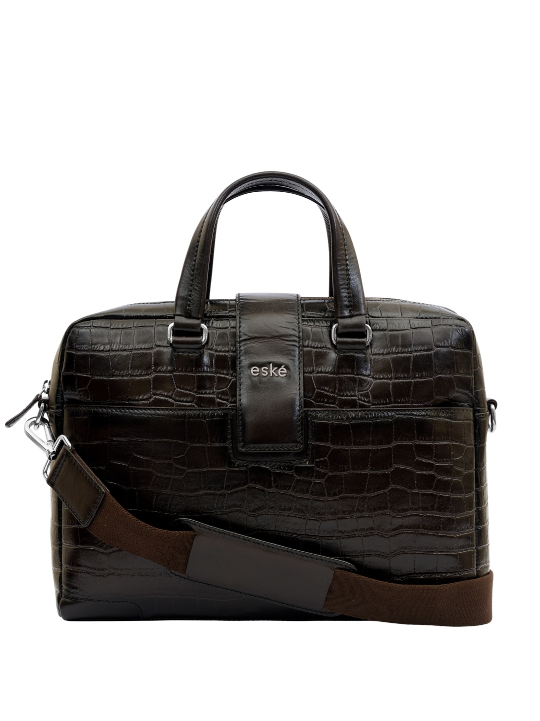 

Eske Men Textured Leather Laptop Bag, Brown