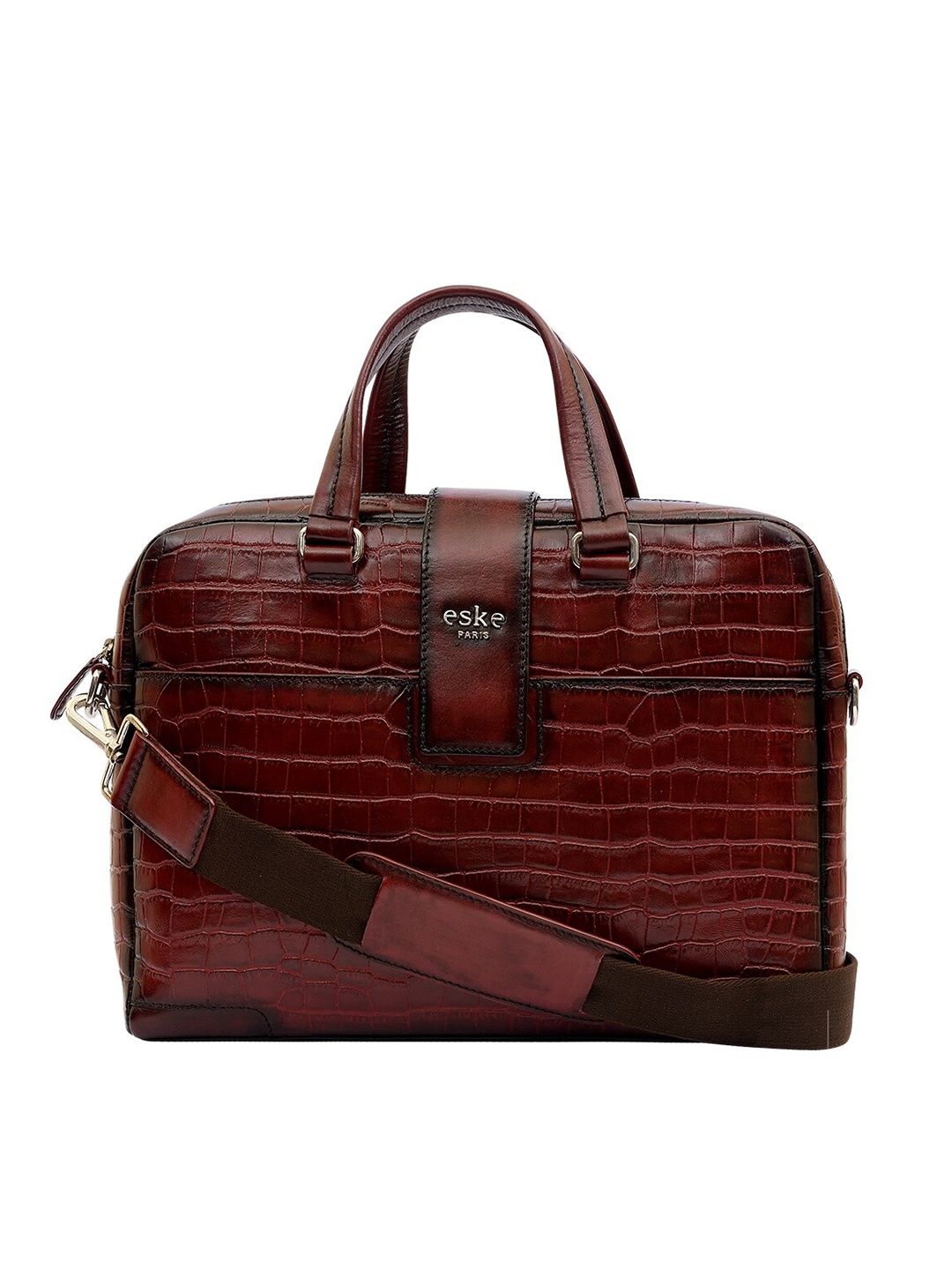 

Eske Men Textured Leather Laptop Bag, Maroon