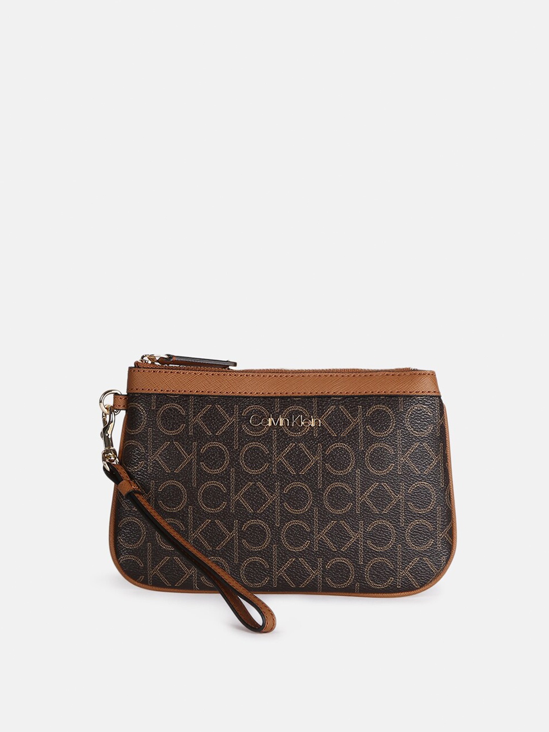 

Calvin Klein Jeans Women Brand Logo Printed Zip Around Wallet, Brown