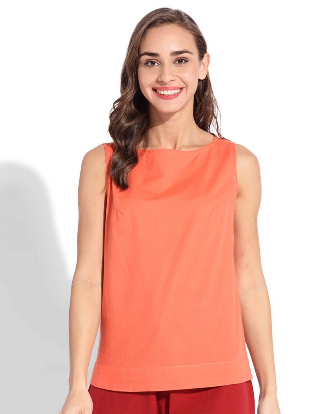 

GRASS by Gitika Goyal Sleeveless Cotton Top, Orange