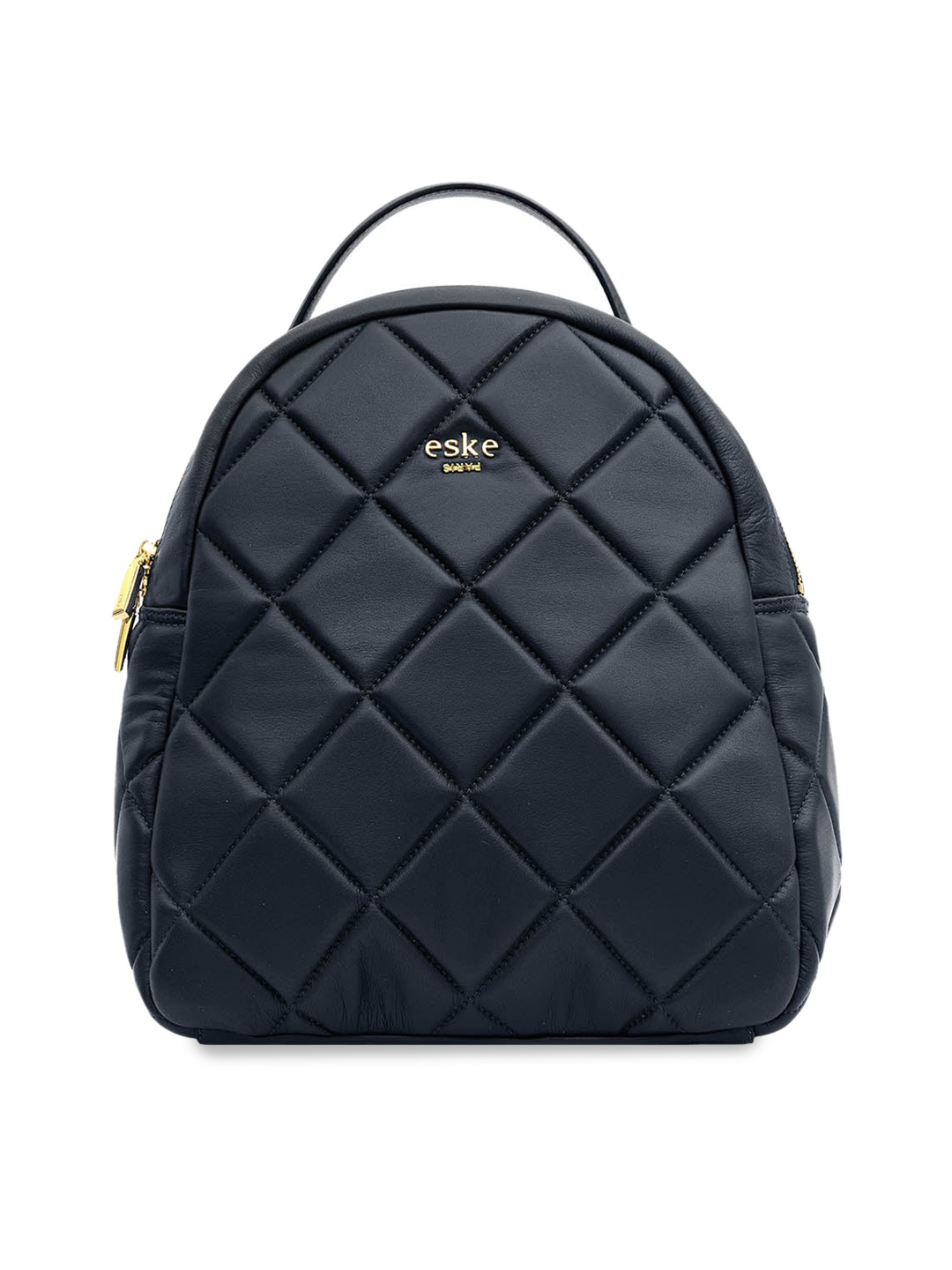 

Eske Women Quilted Leather Backpack, Navy blue