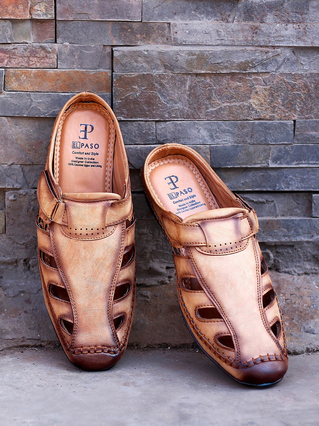 

El Paso Men Brown Comfort Sandals