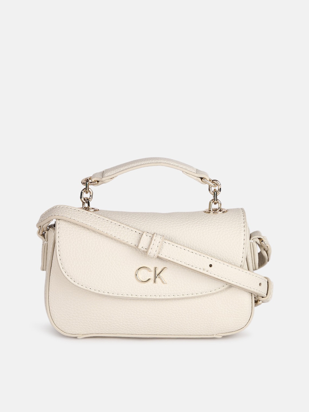 

Calvin Klein Jeans Structured Satchel With Detachable Satchel Handbag, White