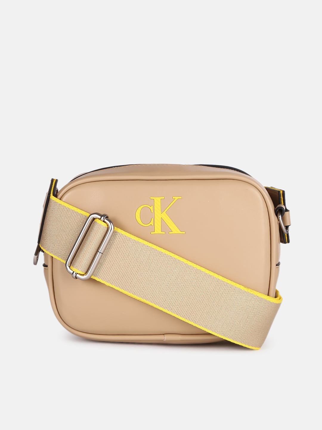 

Calvin Klein Jeans PU Structured Sling Bag, Beige