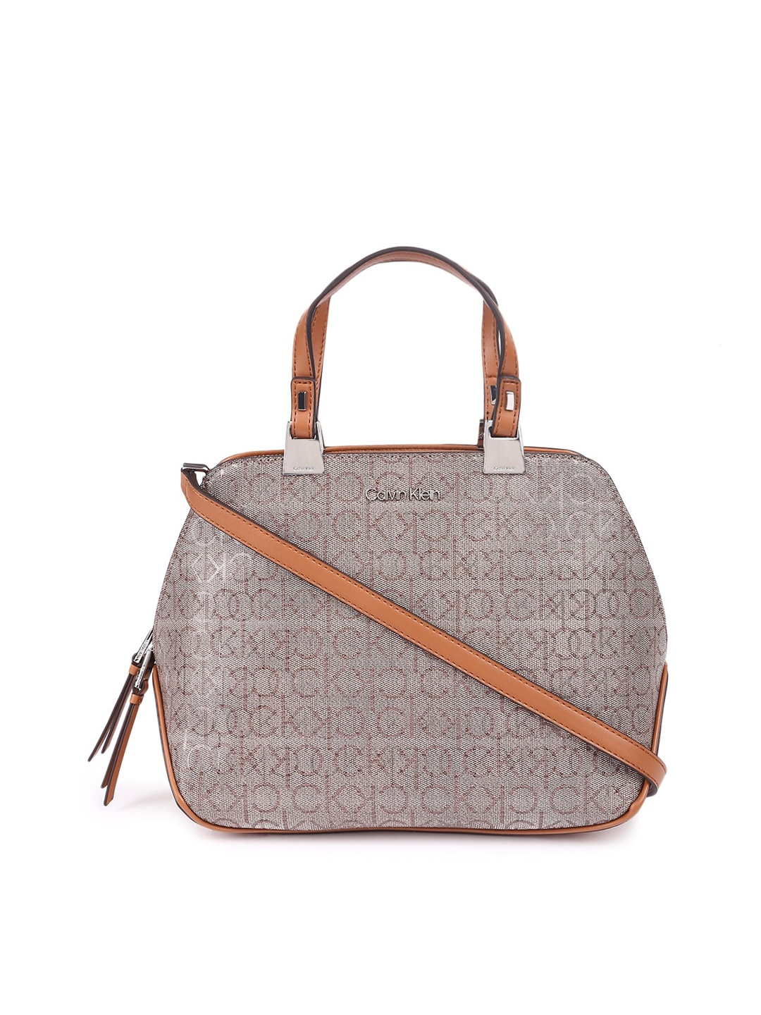 

Calvin Klein Jeans Embellished PU Structured Handheld Bag, Beige